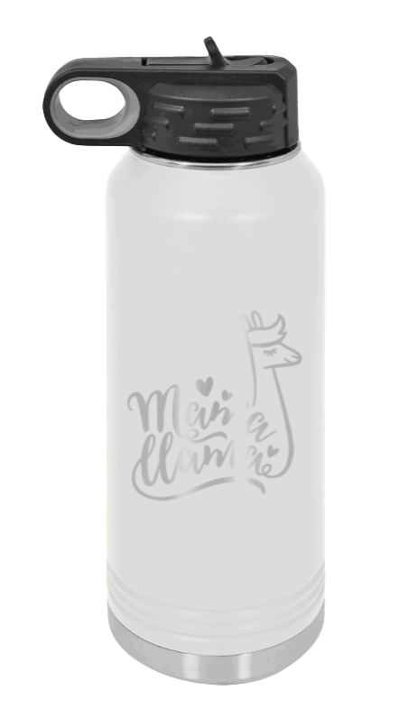  Mama Llama - 32oz Water Bottle Laser Engraved- White