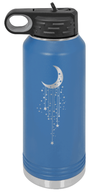 Moon & Stars - 32oz Water Bottle Laser Engraved- Royal Blue