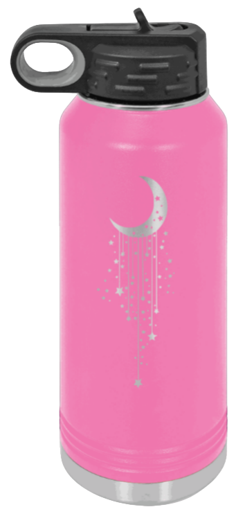 Moon & Stars - 32oz Water Bottle Laser Engraved- Pink
