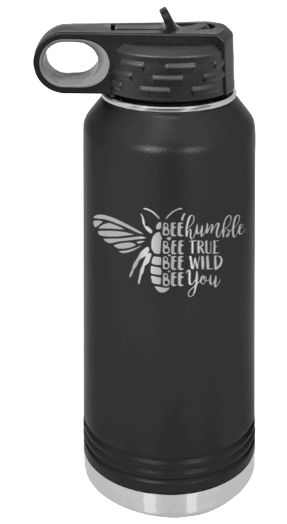 Bee Humble - 32oz Water Bottle Laser Engraved- Black