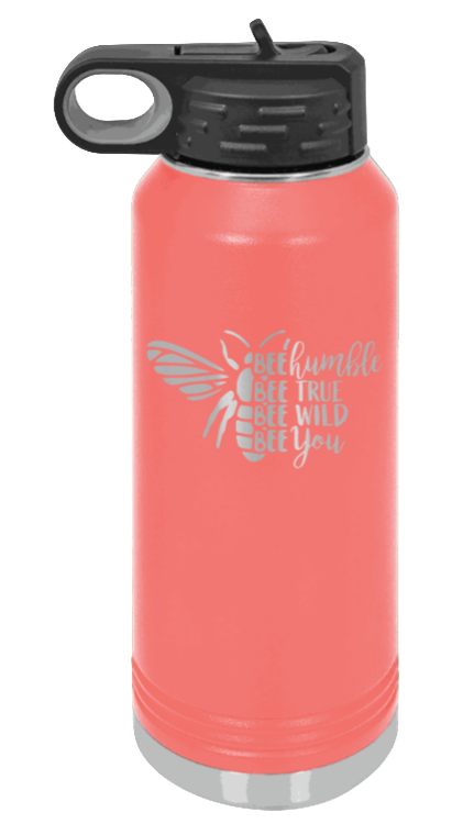 Bee Humble - 32oz Water Bottle Laser Engraved- Coral