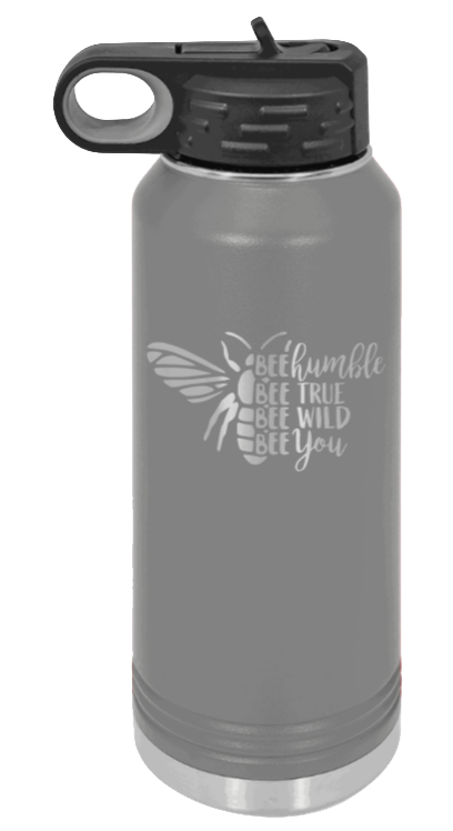 Bee Humble - 32oz Water Bottle Laser Engraved- Dark Grey
