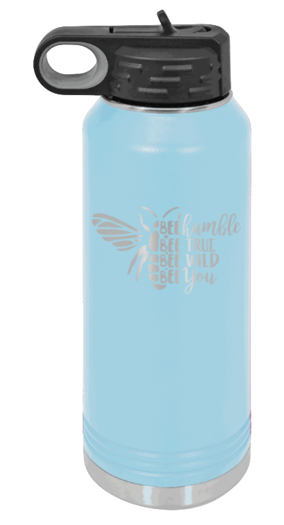 Bee Humble - 32oz Water Bottle Laser Engraved- Light Blue