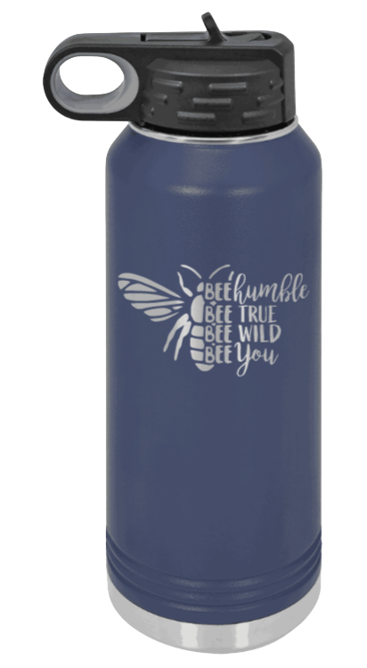 Bee Humble - 32oz Water Bottle Laser Engraved- Navy