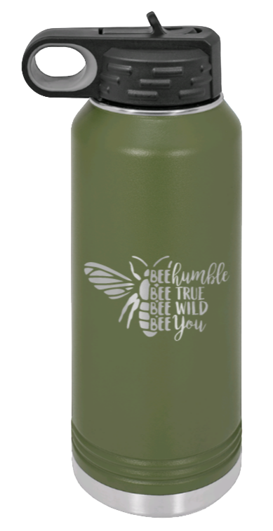 Bee Humble - 32oz Water Bottle Laser Engraved- Olive