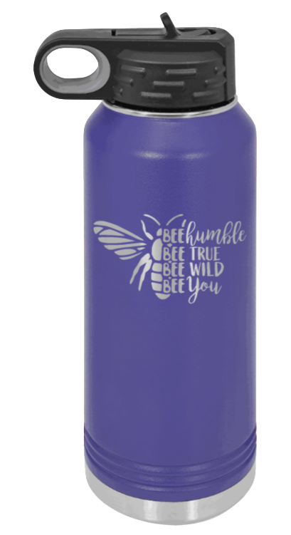 Bee Humble - 32oz Water Bottle Laser Engraved- Purple