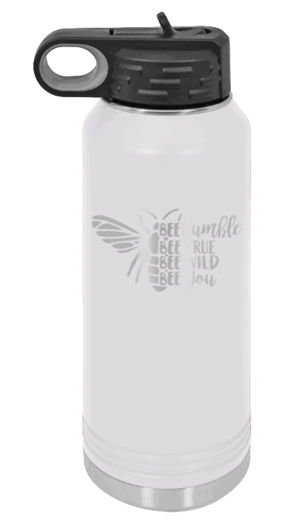 Bee Humble - 32oz Water Bottle Laser Engraved- White