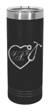 Load image into Gallery viewer, Stethoscope Heart with Monogram Laser Engraved Skinny Tumbler (Etched)
