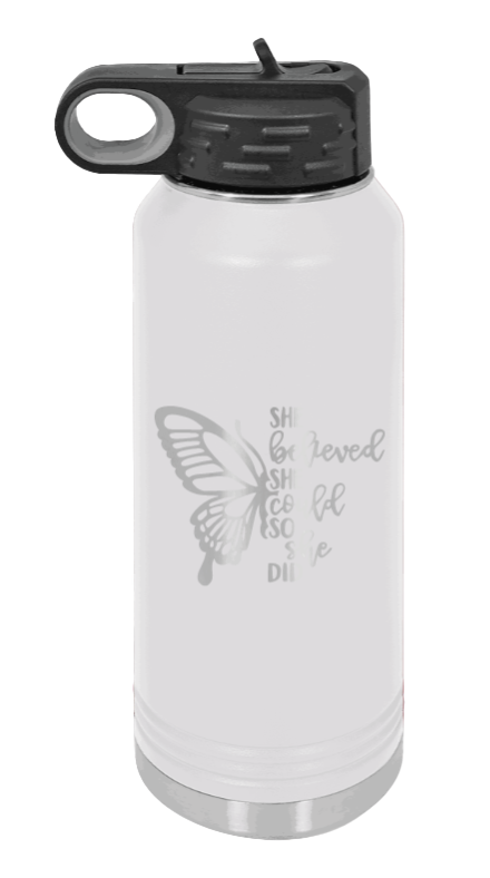 She Believed She Could So She Did - 32oz Water Bottle Laser Engraved,, - White