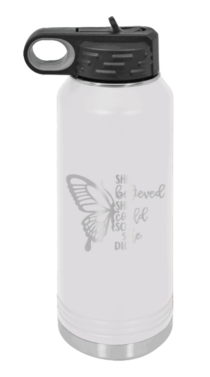 She Believed She Could So She Did - 32oz Water Bottle Laser Engraved,, - White