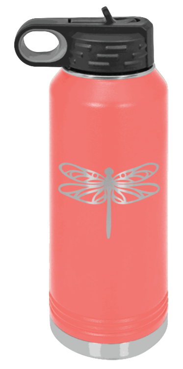 Dragonfly - 32oz Water Bottle Laser Engraved- Coral