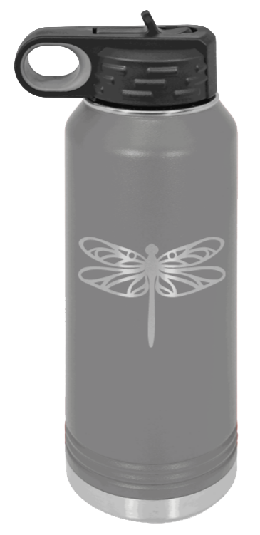 Dragonfly - 32oz Water Bottle Laser Engraved- Dark Grey