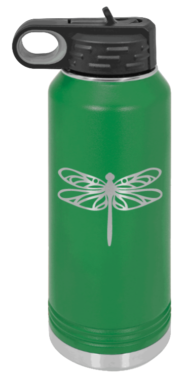 Dragonfly - 32oz Water Bottle Laser Engraved- Green
