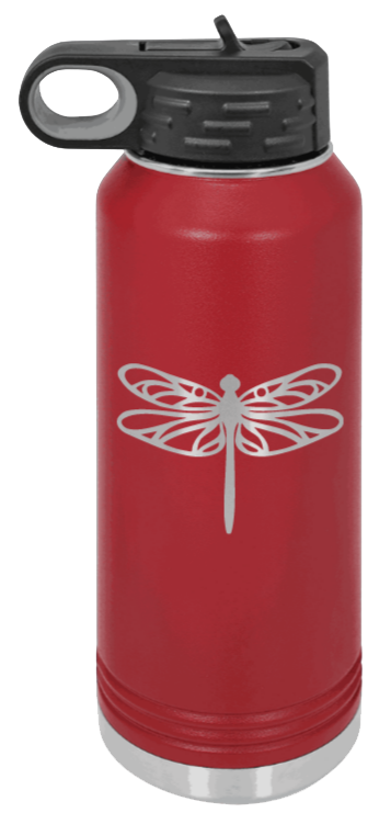 Dragonfly - 32oz Water Bottle Laser Engraved- Maroon