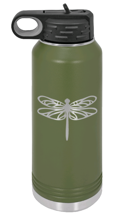 Dragonfly - 32oz Water Bottle Laser Engraved- Olive