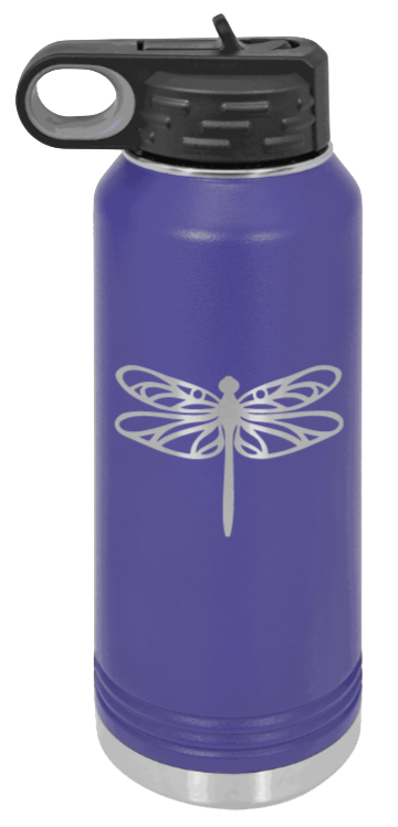 Dragonfly - 32oz Water Bottle Laser Engraved- Purple