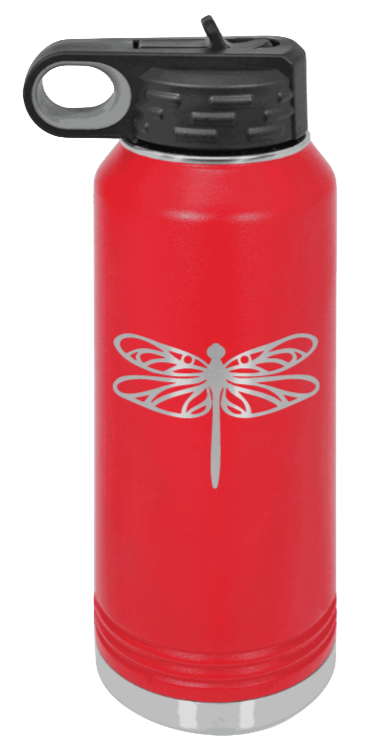 Dragonfly - 32oz Water Bottle Laser Engraved- Red