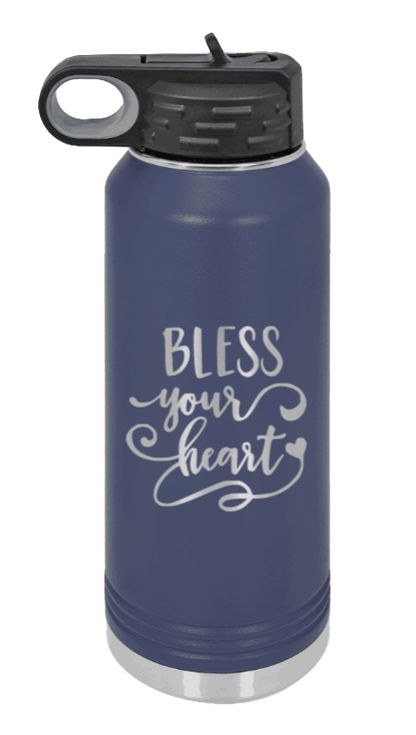 Bless Your Heart - 32oz Water Bottle Laser Engraved- Navy