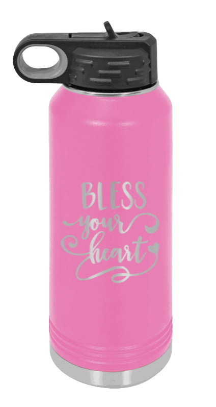 Bless Your Heart - 32oz Water Bottle Laser Engraved- Pink