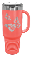 Load image into Gallery viewer, Butterflies 40oz Handle Mug Laser Engraved
