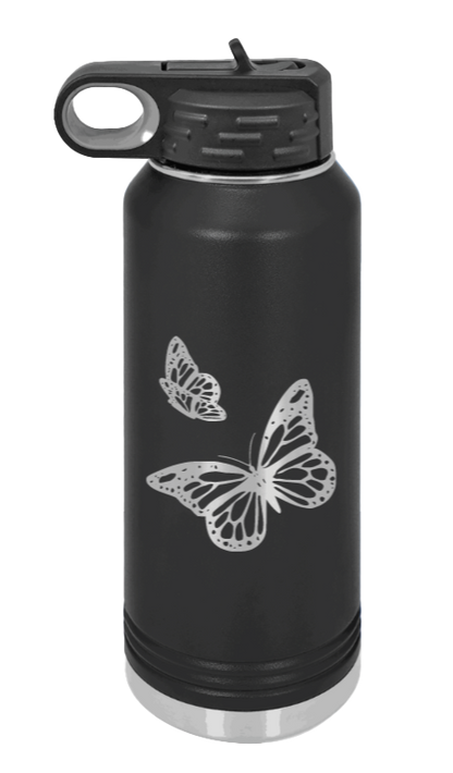 Butterflies - 32oz Water Bottle Laser Engraved- Black