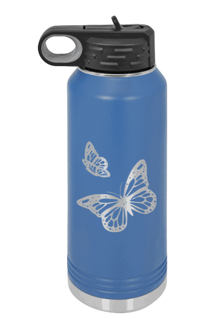 Butterflies - 32oz Water Bottle Laser Engraved- Royal Blue
