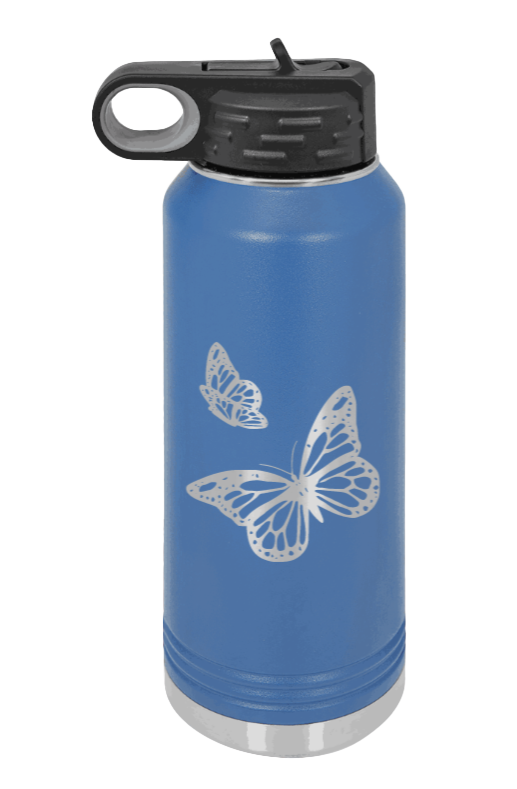 Butterflies - 32oz Water Bottle Laser Engraved- Royal Blue