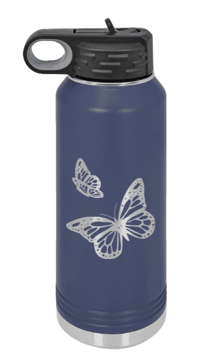 Butterflies - 32oz Water Bottle Laser Engraved- Navy