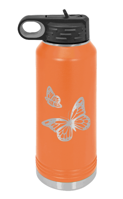 Butterflies - 32oz Water Bottle Laser Engraved- Orange