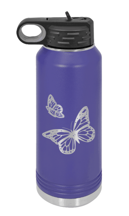 Butterflies - 32oz Water Bottle Laser Engraved- Purple