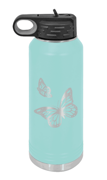 Butterflies - 32oz Water Bottle Laser Engraved- Teal