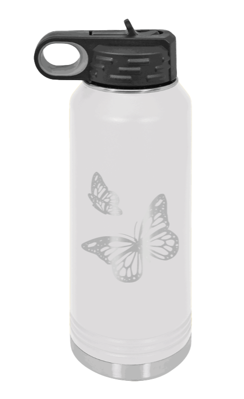 Butterflies - 32oz Water Bottle Laser Engraved- White