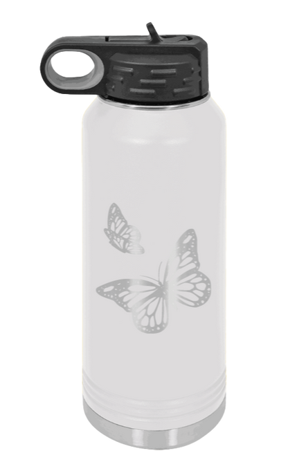Butterflies - 32oz Water Bottle Laser Engraved- White