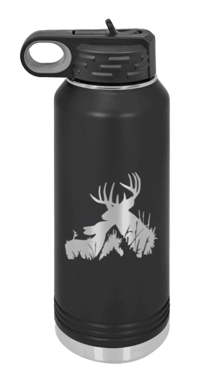 Buck & Doe - 32oz Water Bottle Laser Engraved- Black