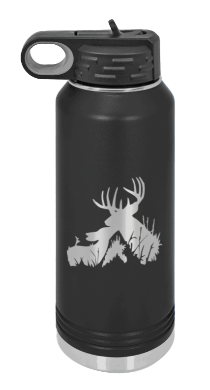 Buck & Doe - 32oz Water Bottle Laser Engraved- Black