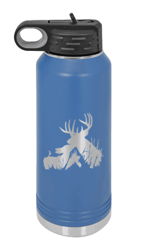 Buck & Doe - 32oz Water Bottle Laser Engraved- Royal Blue