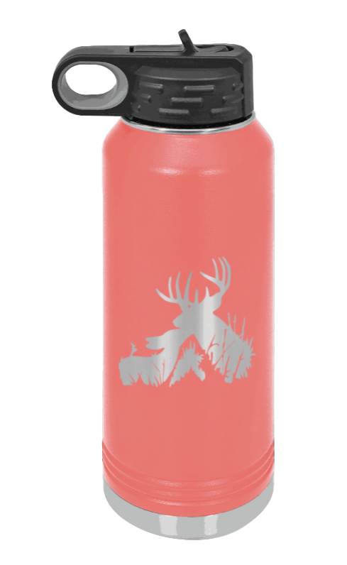Buck & Doe - 32oz Water Bottle Laser Engraved- Coral