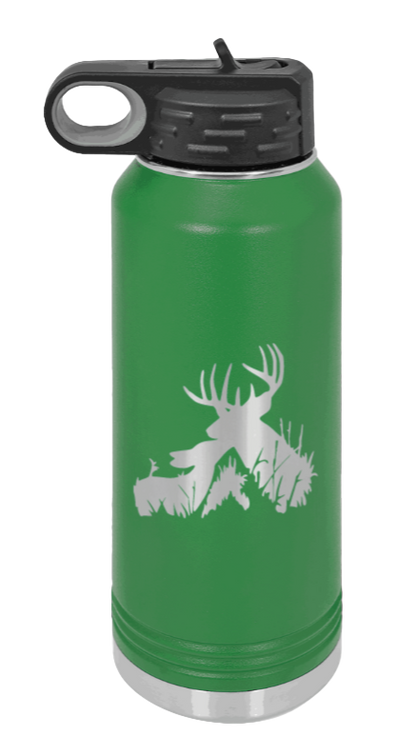 Buck & Doe - 32oz Water Bottle Laser Engraved- Green