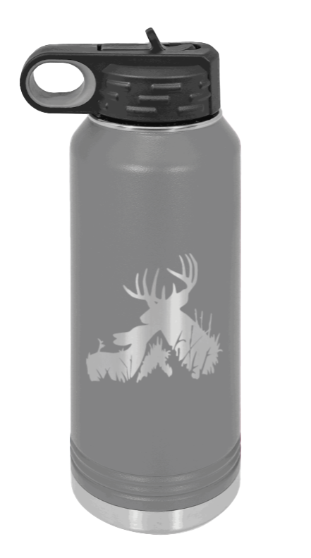 Buck & Doe - 32oz Water Bottle Laser Engraved- Dark Grey