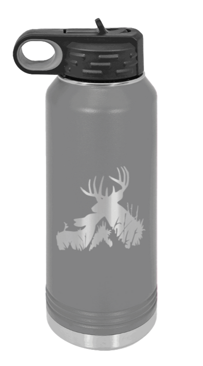 Buck & Doe - 32oz Water Bottle Laser Engraved- Dark Grey