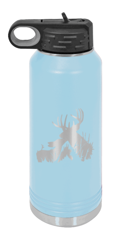 Buck & Doe - 32oz Water Bottle Laser Engraved- Light Blue