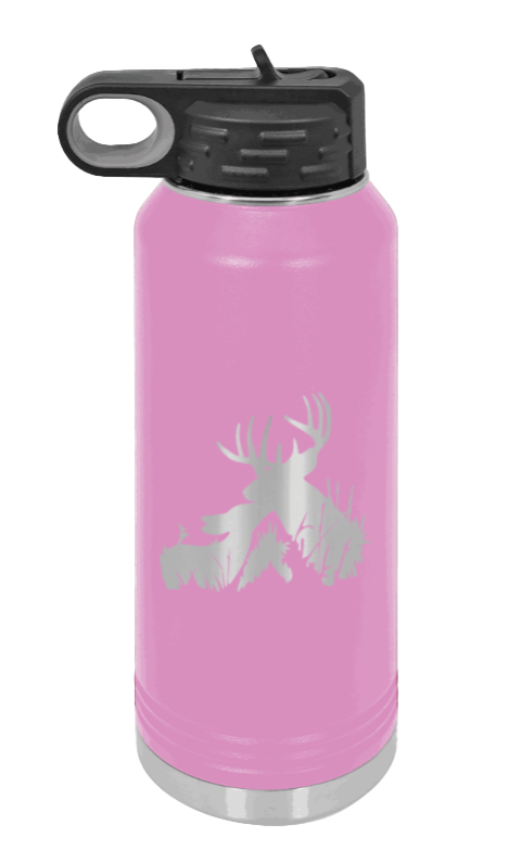 Buck & Doe - 32oz Water Bottle Laser Engraved- Light Purple