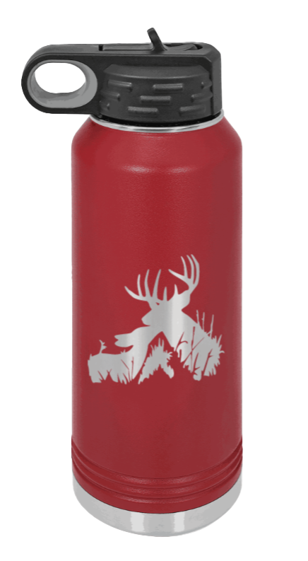 Buck & Doe - 32oz Water Bottle Laser Engraved- Maroon
