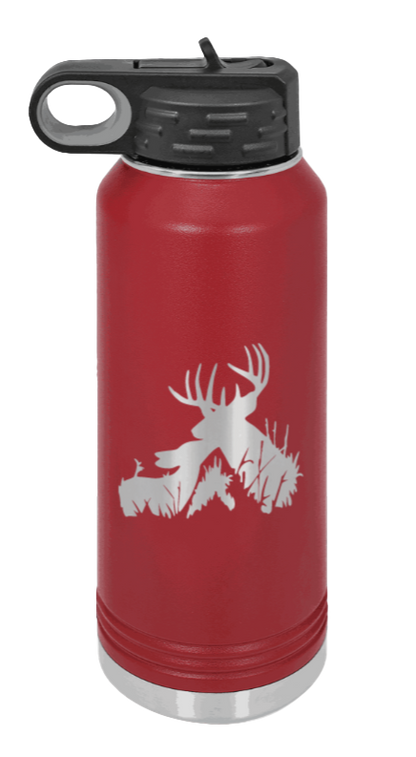 Buck & Doe - 32oz Water Bottle Laser Engraved- Maroon