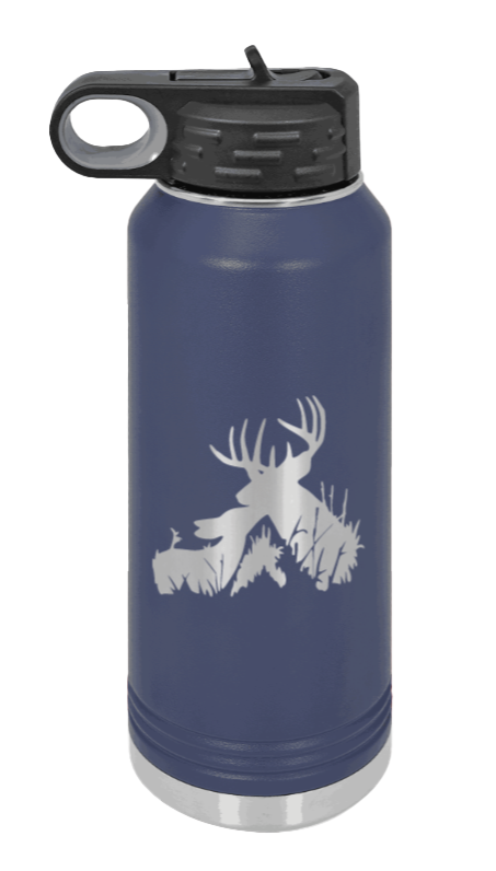 Buck & Doe - 32oz Water Bottle Laser Engraved- Navy