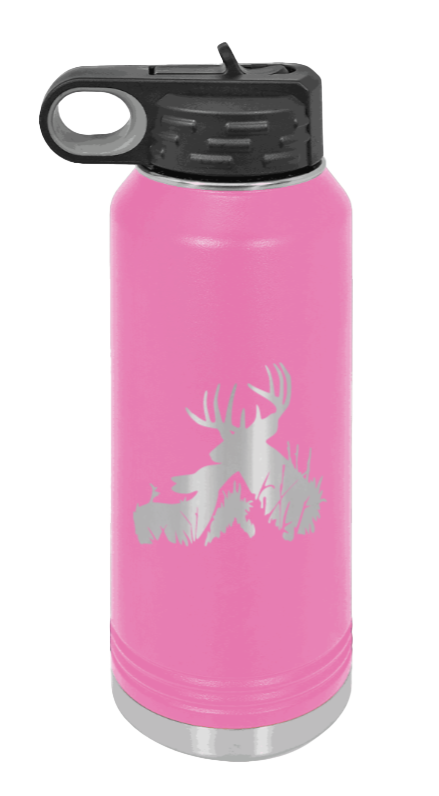 Buck & Doe - 32oz Water Bottle Laser Engraved- Pink