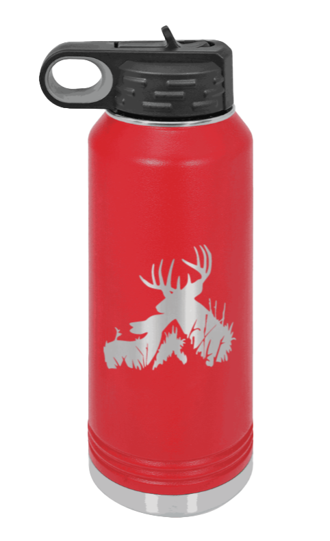 Buck & Doe - 32oz Water Bottle Laser Engraved- Red