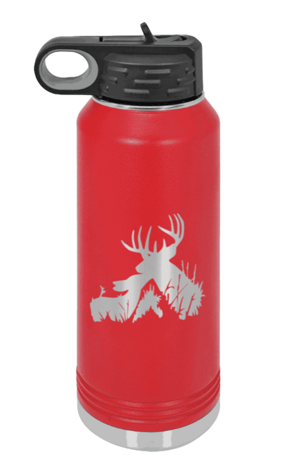 Buck & Doe - 32oz Water Bottle Laser Engraved- Red