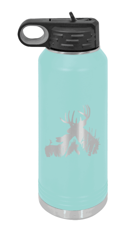 Buck & Doe - 32oz Water Bottle Laser Engraved- Teal
