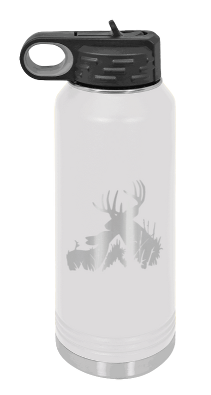 Buck & Doe - 32oz Water Bottle Laser Engraved- White